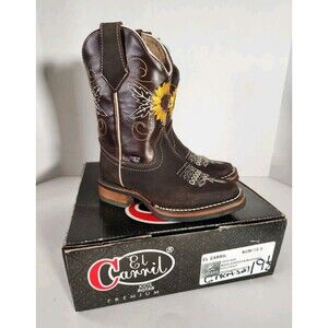 El Carril Genuine Leather Cowgirl Boots Sunflower Embroidered  Size 19.5 Us13.5?